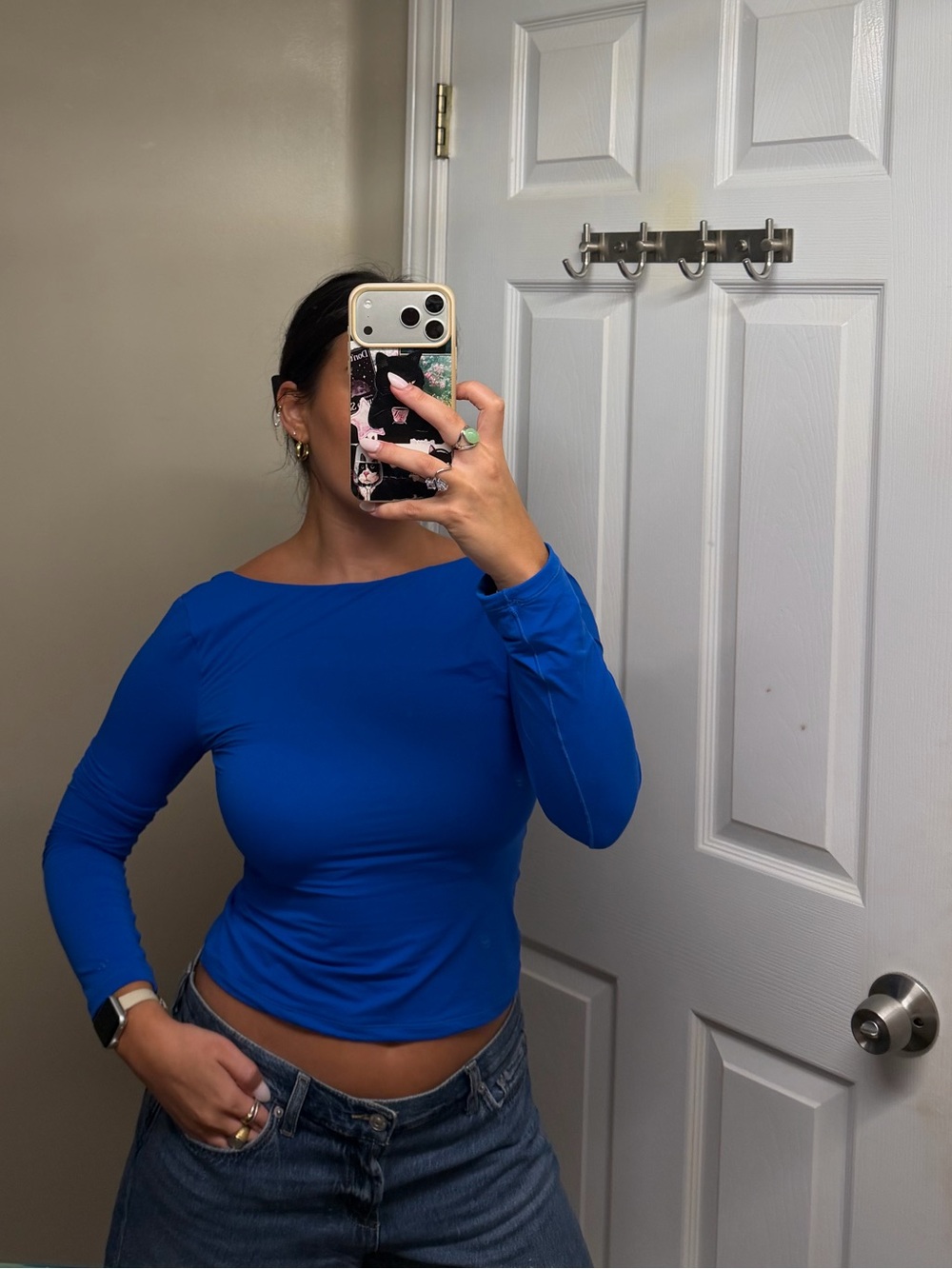 Women's Open-Back Long Sleeve Top - Royal Blue